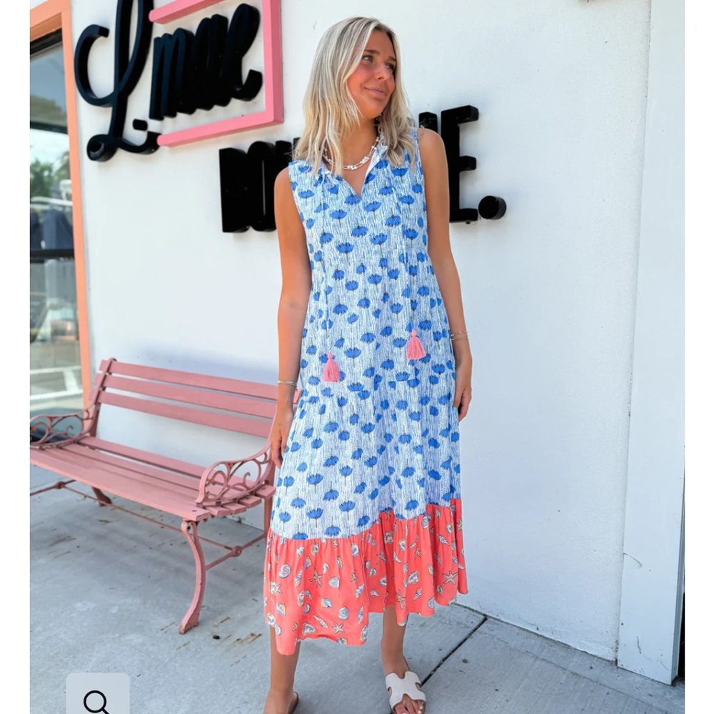 NWT THML floral coral sleeveless maxi dress s